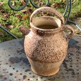 Gargoulette, raw stoneware jug and beige glaze, speckled, vintage
