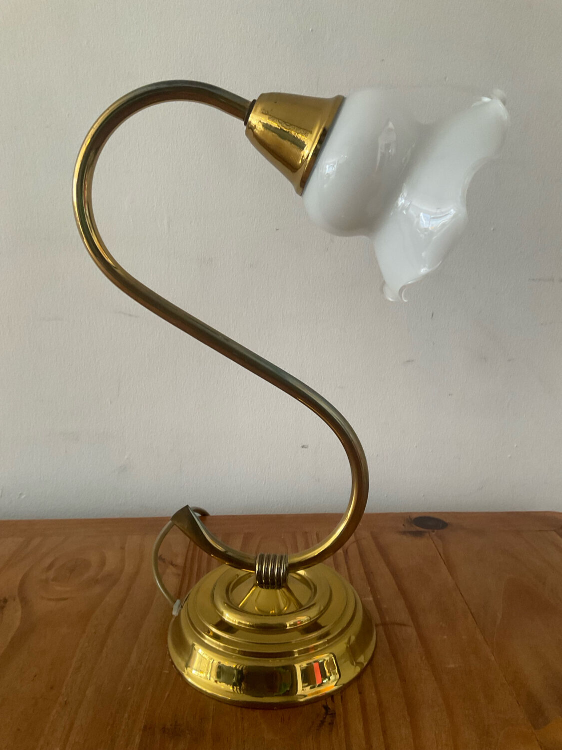 Vintage brass and opaline lamp