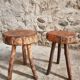 Vintage wooden tripod stools, set of 2, France 1960s