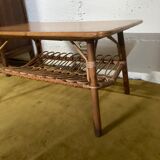 Table de salon rotin avec porte revue des années 70