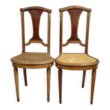 Paire de chaises anciennes en acajou avec cannage – Style Louis XVI