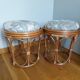 Pair of wicker rattan stool poufs