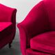 Paire de fauteuils modernistes en velours violet des années 1970