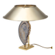 Vintage 20thc agate & brass table lamp by willy daro, belgium c.1970