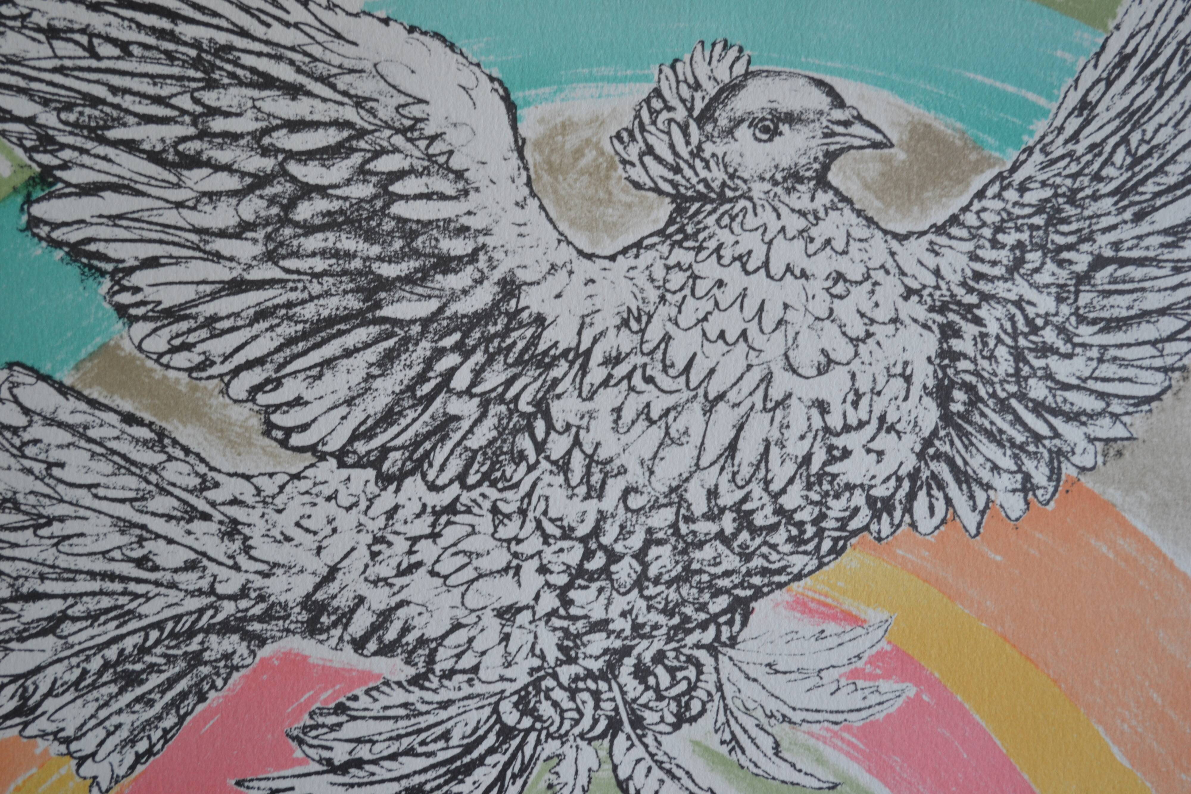 Picasso original lithograph 1952 Dove with a rainbow 38x28cm