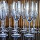 Lot 8 flûtes à champagne cristal taillé pied torsadé epis cristal d'arques