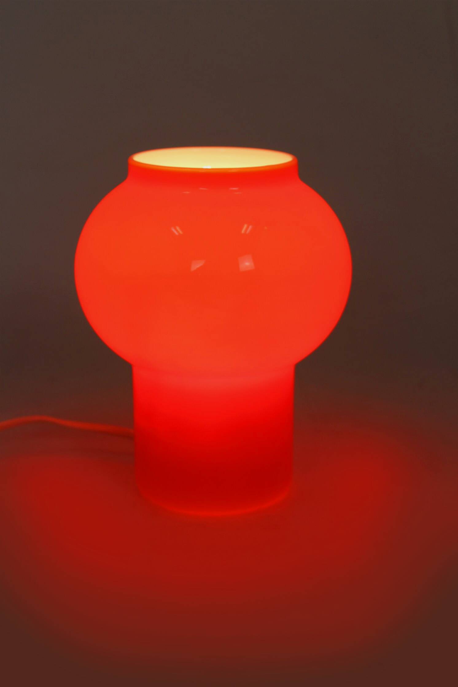 Vintage Red Glass Table Lamp attributed to Štěpán Tabery, 1970s