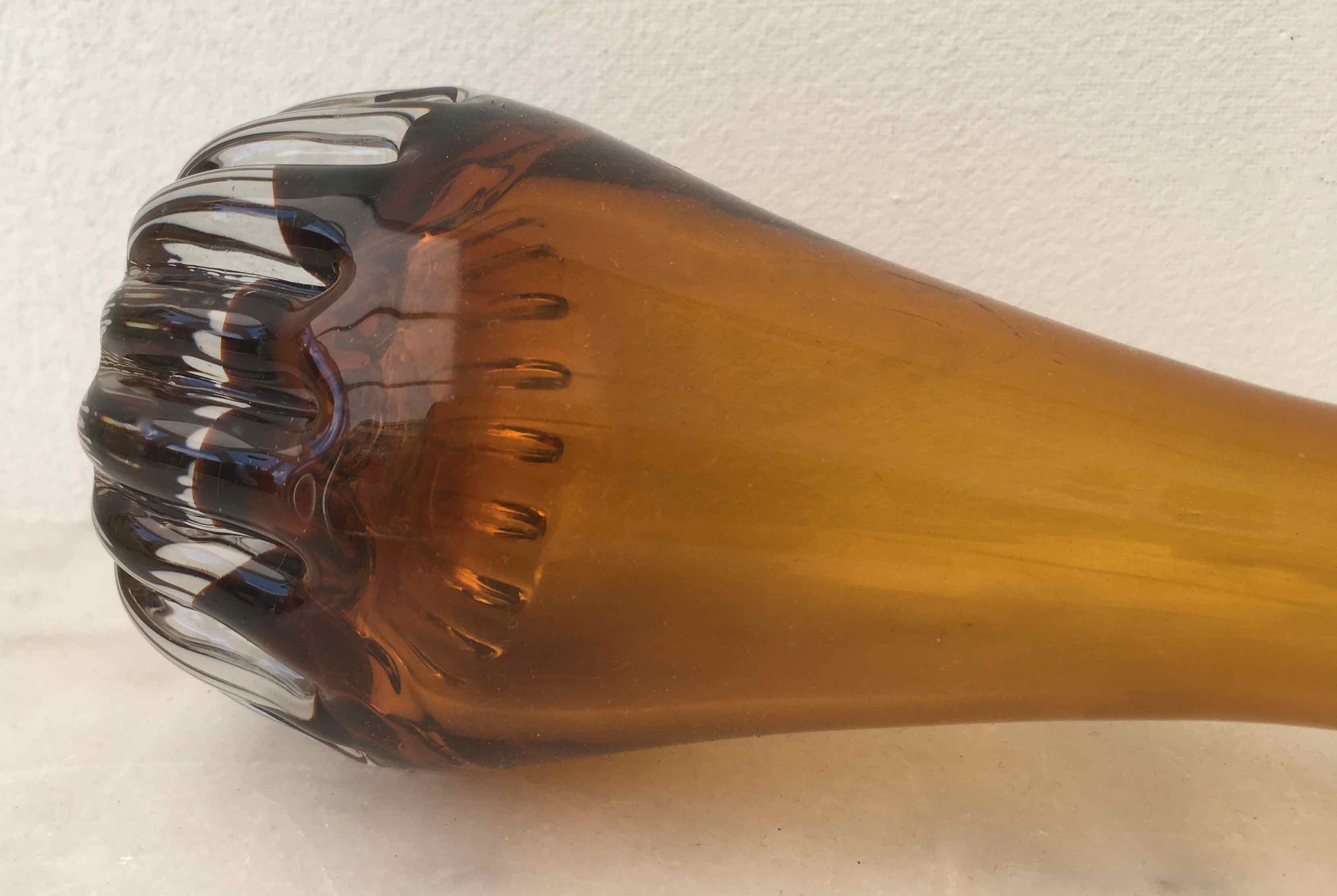 Vintage amber blown glass vase
