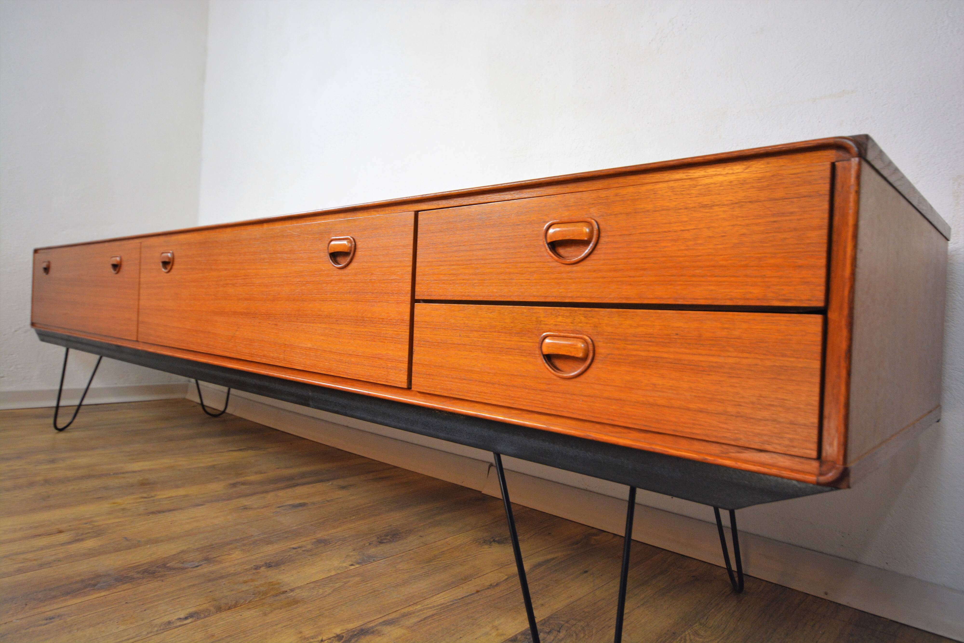 Scandinavian sideboard teak and metal row