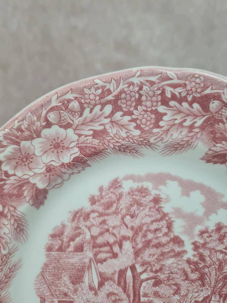 Vintage Italian plate country decor pink – Ceramica Quadrifoglio
