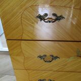 Vintage Louis XV style chest of drawers in citron wood veneer