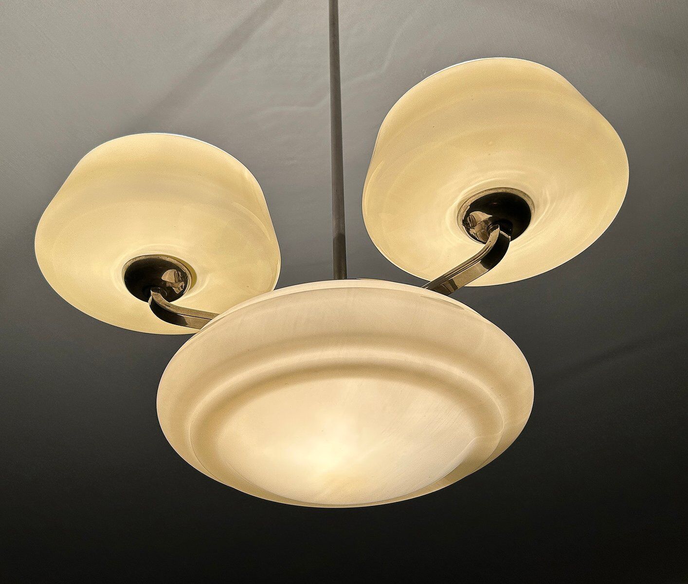 Large Art Deco pendant light in glass, 1930s