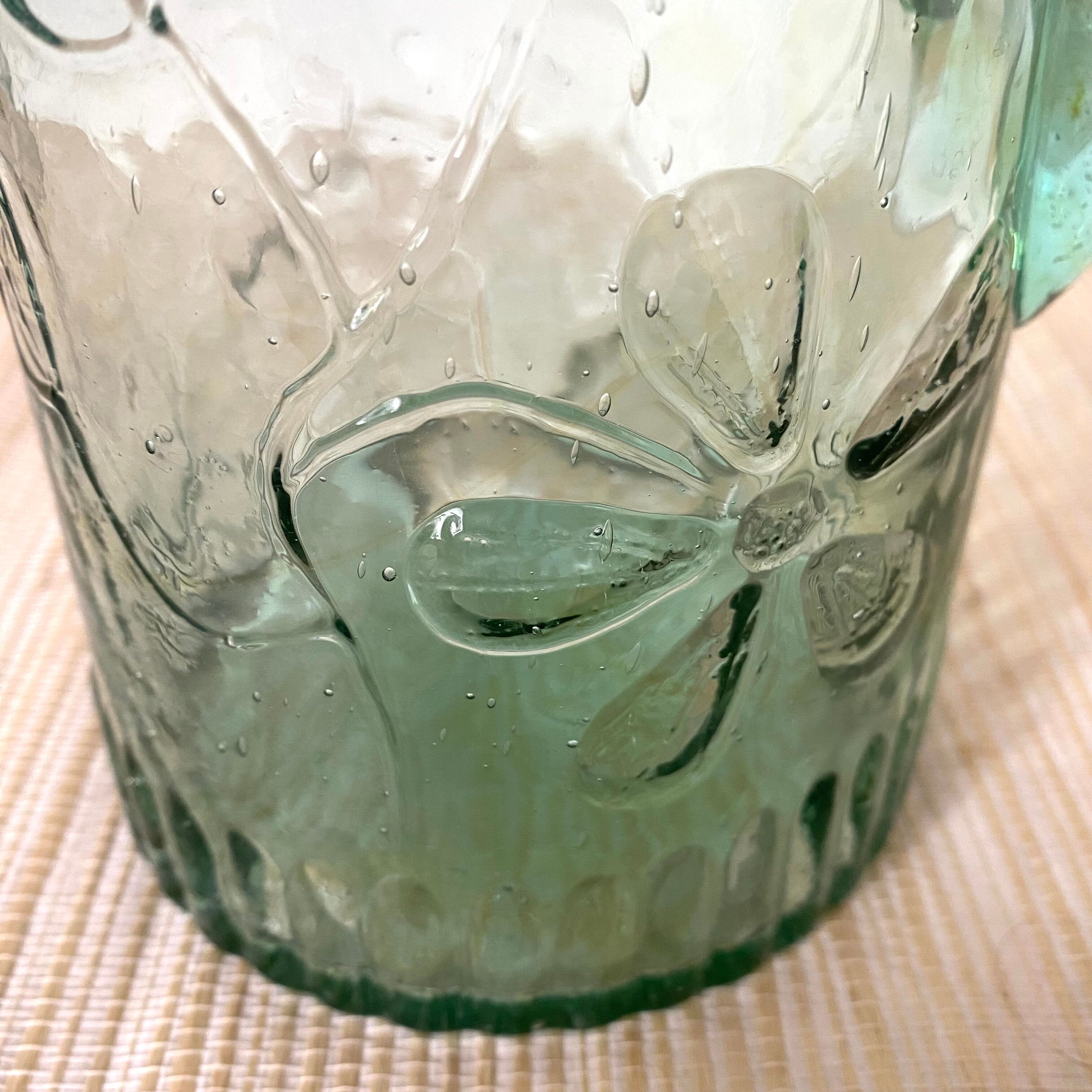 Bubbled glass water pitcher