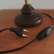 French vintage gold coloured metal & wood table lamp decorative glass shade