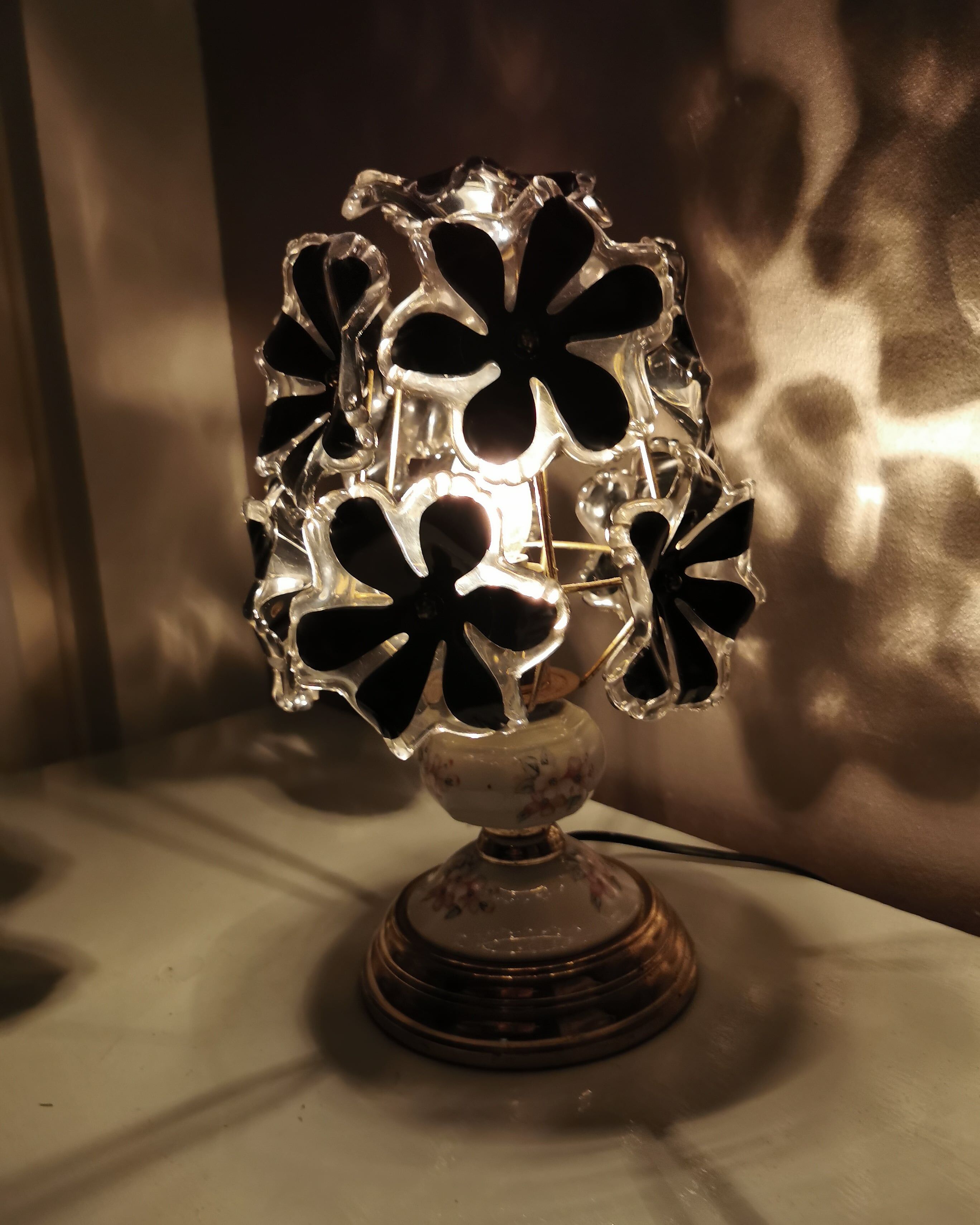 Table lamp with glass flowers, 80