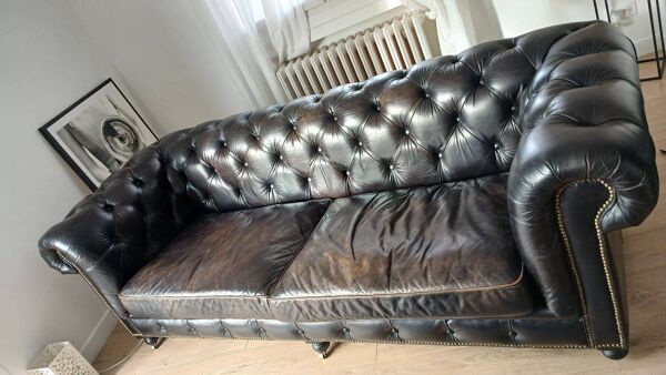 Canapé Chesterfield Coventry 3 places – Cuir noir