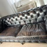 Coventry 3-seater Chesterfield sofa – Black leather