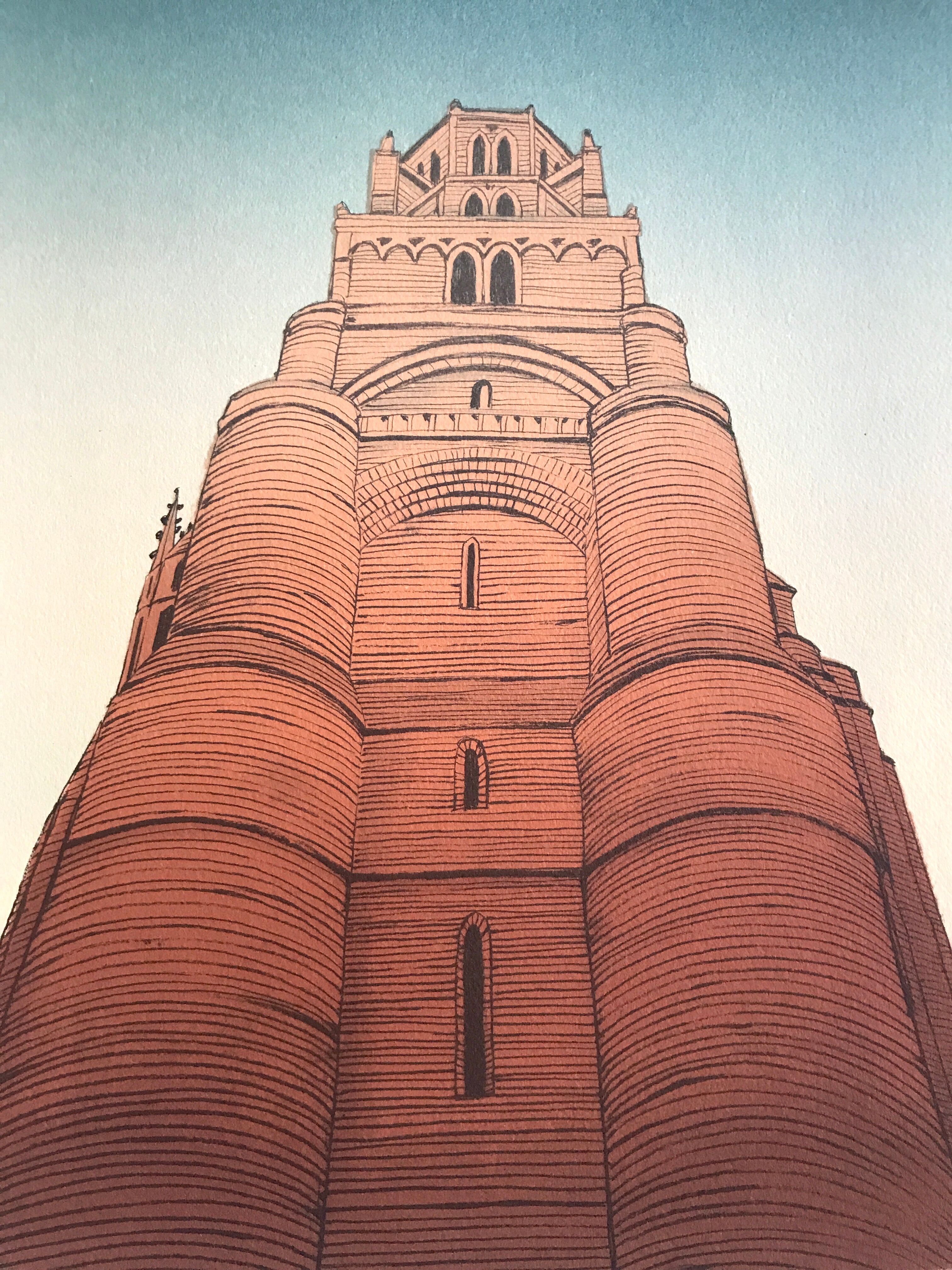 original lithograph by alain le foll, albi, 1978