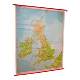 Vintage school maps of the British Isles, educational wall charts, 1960s