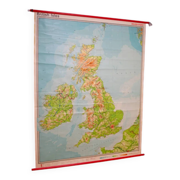 Cartes scolaires vintage des îles britanniques, affiches éducatives, années 1960