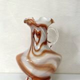 Vintage Murano glass vase, white and orange opaline from the 1970s.