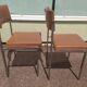 Pair of office chair oem strafor vintage 1960 - chrome skaï brown