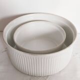 Gusseted dishes, set of 2, Apilco porcelain Pillivuyt