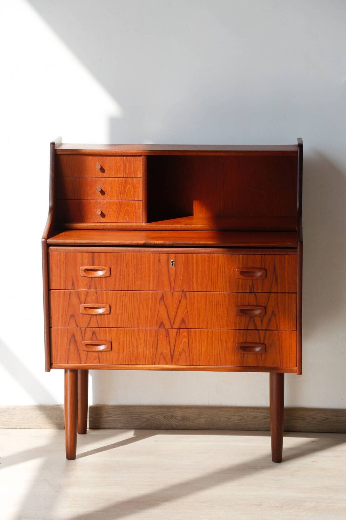 Danish vintage teak secretary | Restored Scandinavian desk