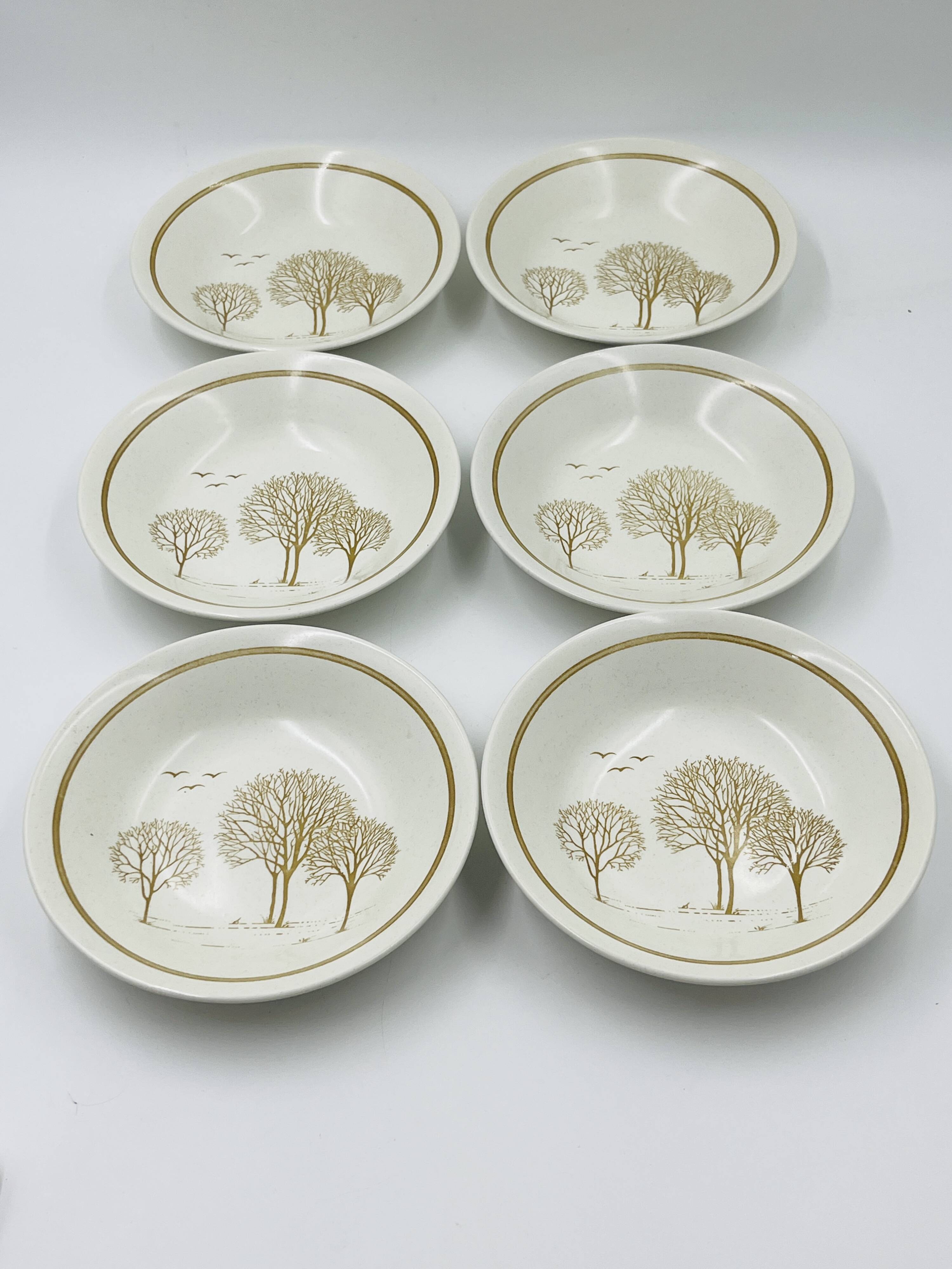 Lot 6 Deep Plates Churchill Homespun Trees