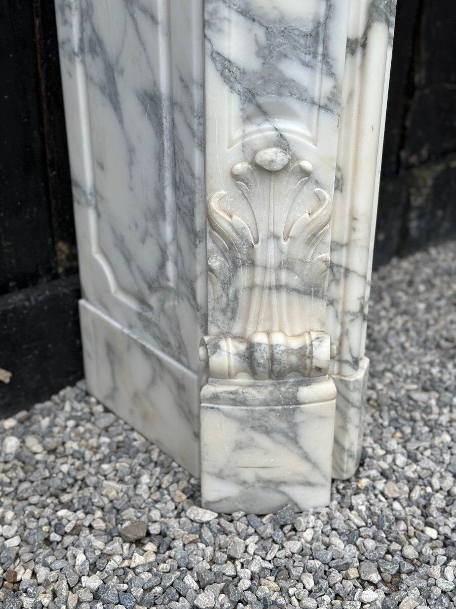Louis XV style fireplace in arabescato marble circa 1880