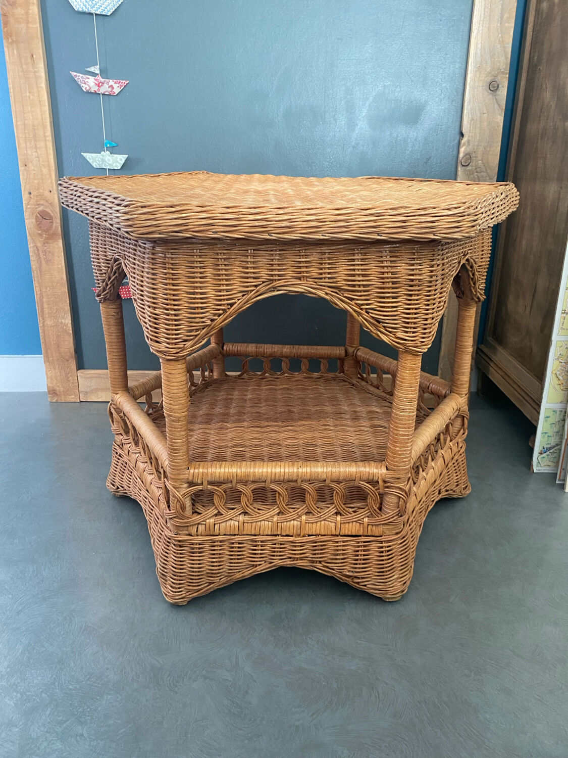 Rattan side table