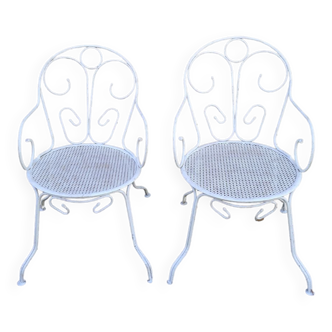 Paire de fauteuil en fer blanc ancien