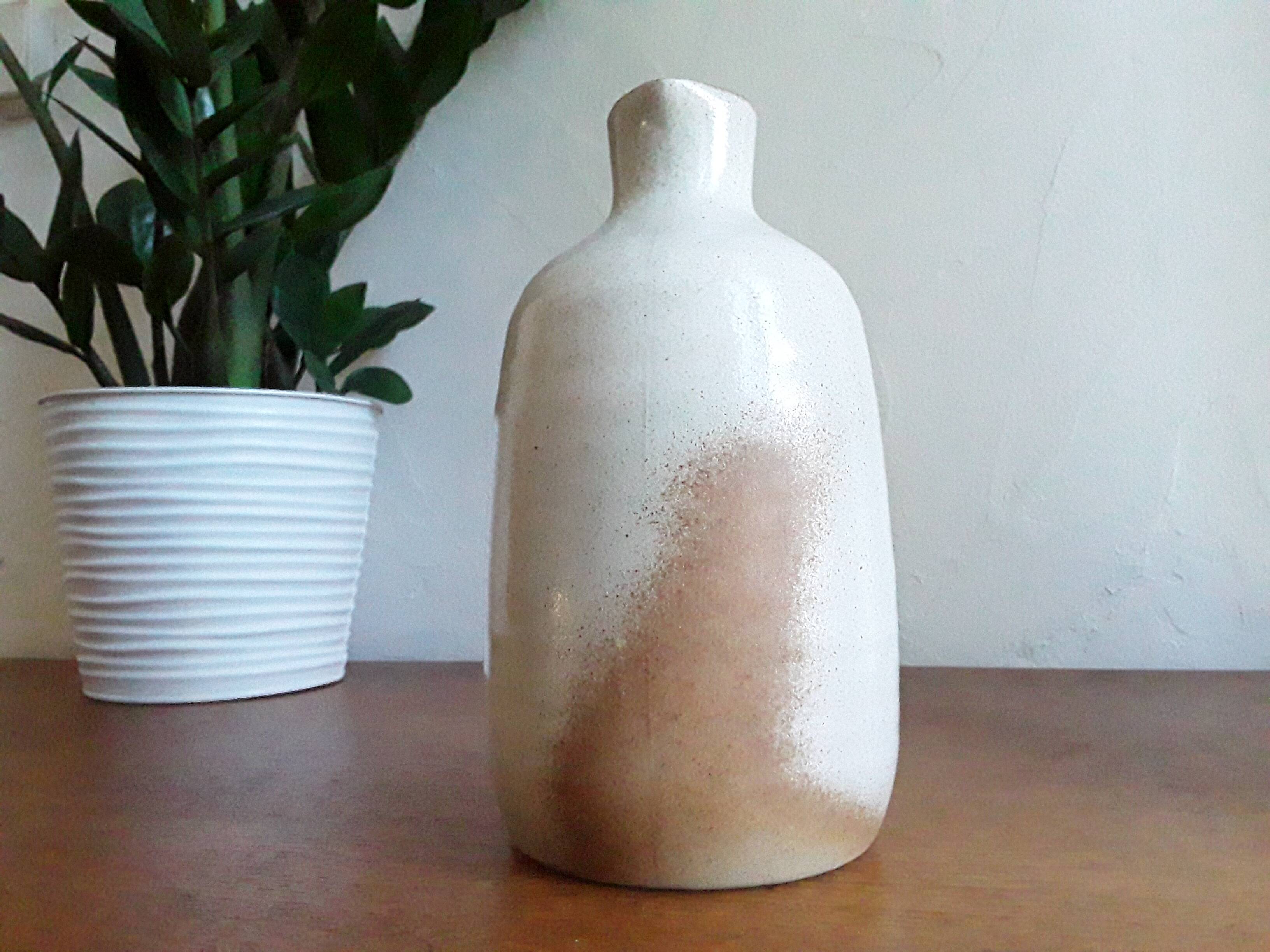 Vintage stoneware carafe vase from France