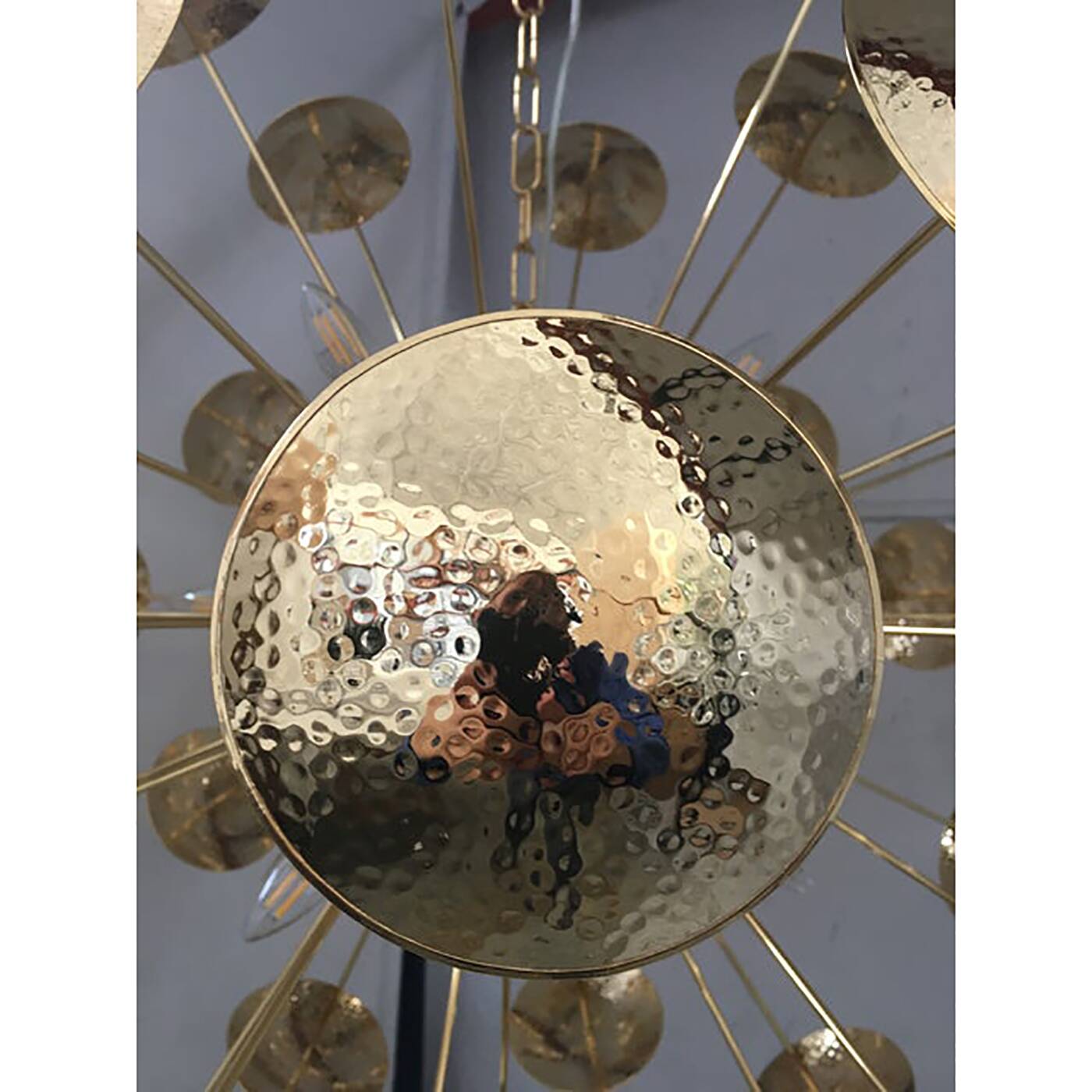 Handmade Hammered Sputnik Candlestick in Gold