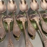 Suite of 12 small silver metal spoons in Louis XV style