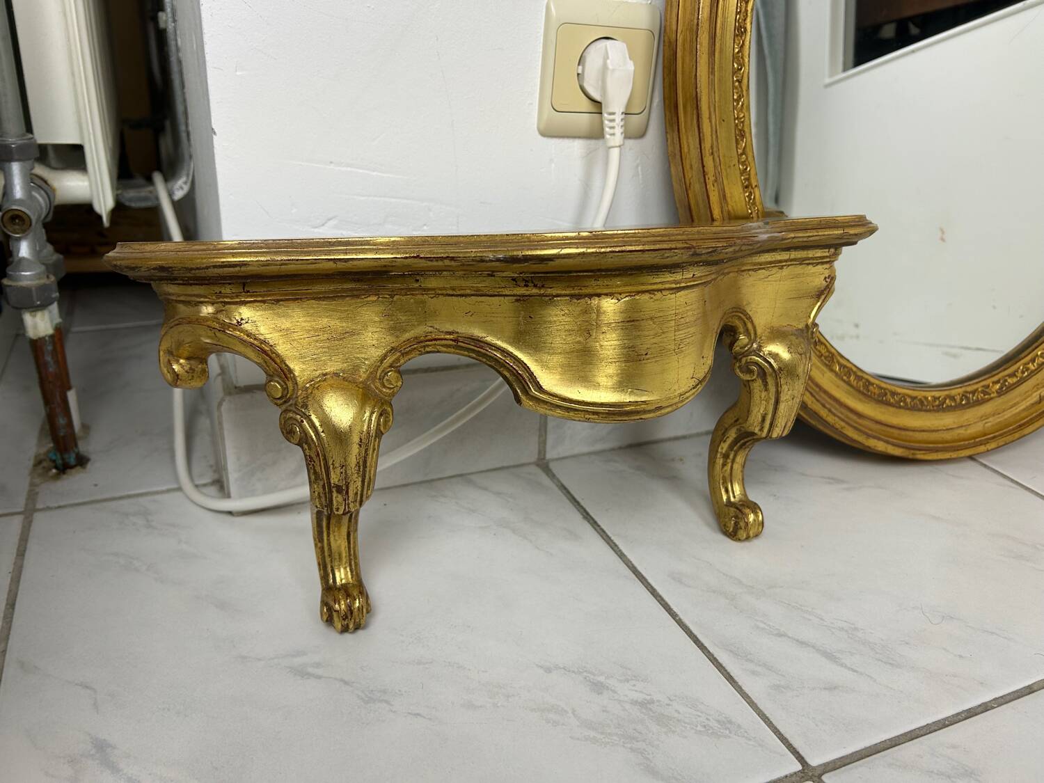 Vintage oval mirror Deknudt plus matching console