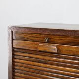 1950s Tambour Office Wooden Cabinet