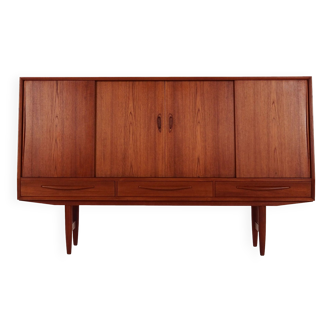 Buffet haut en teck, design danois, années 1970, production : Danemark