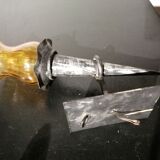 Metal wall lamp and amber glass vintage