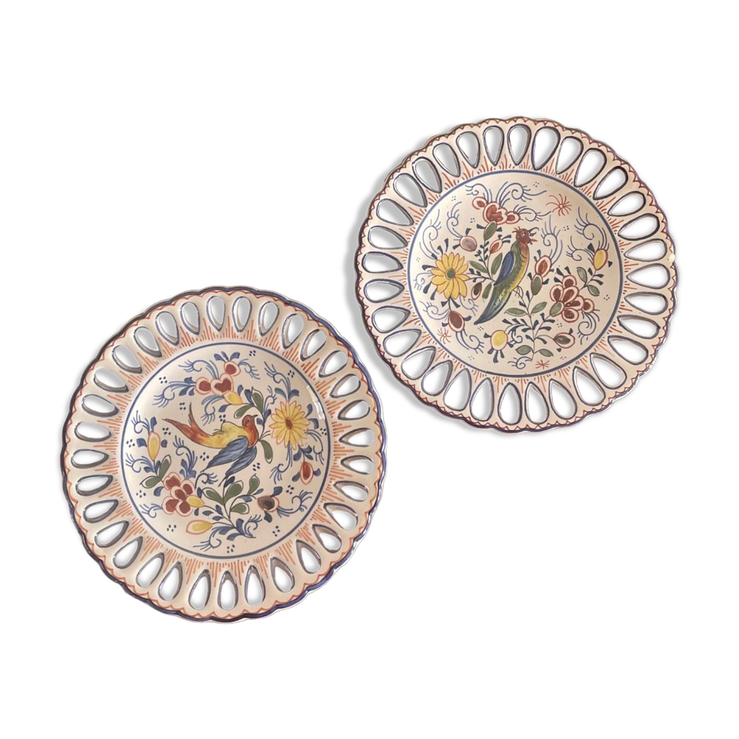 Pair of Rouen earthenware plates