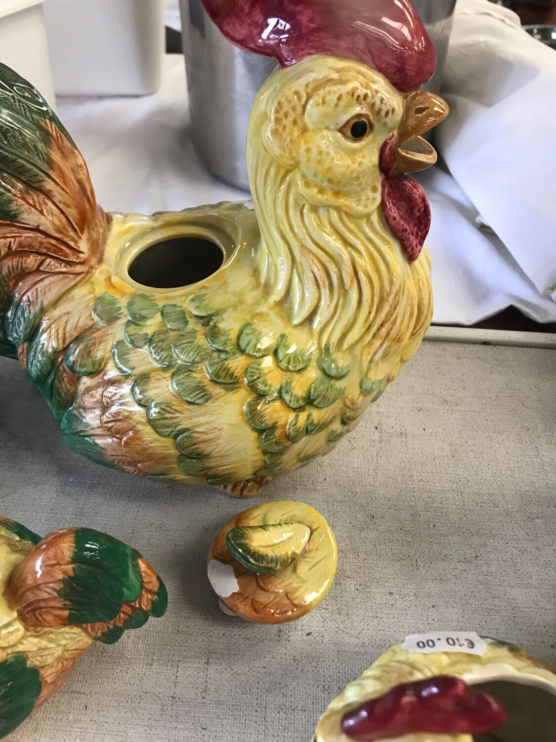 Set of candy and sugar boxes in slipware.