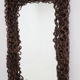 Large Mid-Century Tropical Wood Wall or Floor Mirror