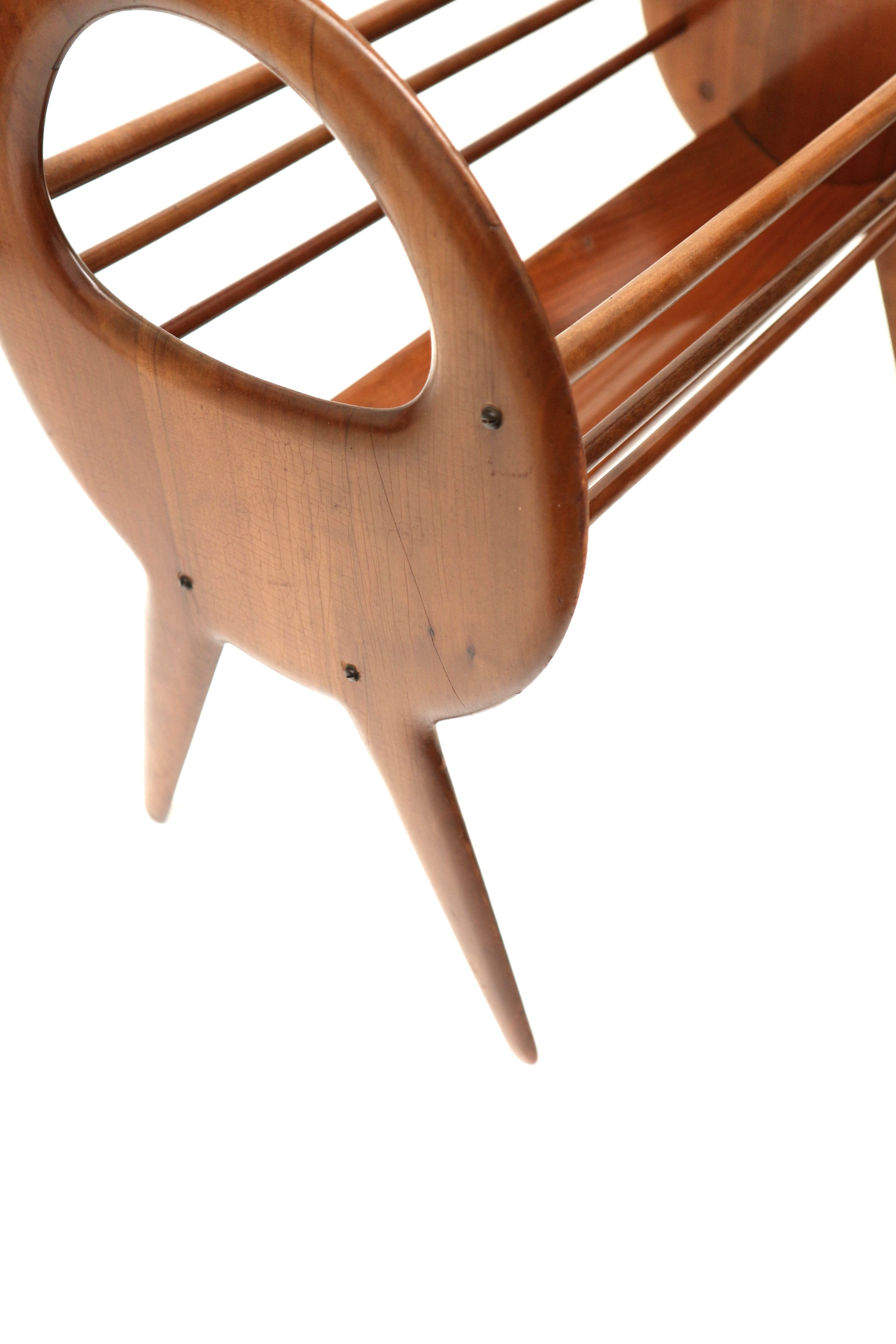 Vintage organically designed magazine rack / reading basket from the 1960s