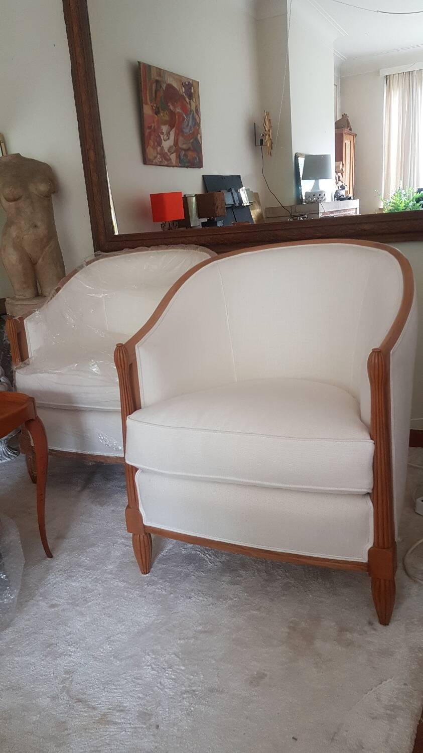 Paire fauteuils corbeille art deco