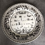 Lot of 5 plates in earthenware of choisy-le-roi, p&h, decoration of rébus, xixth