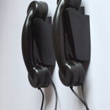 Streamline design bakelite intercom telephones by Aiea Antwerp, Belgium 1940s, set of 2.