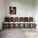 Set 6 chaises art déco chêne 1940
