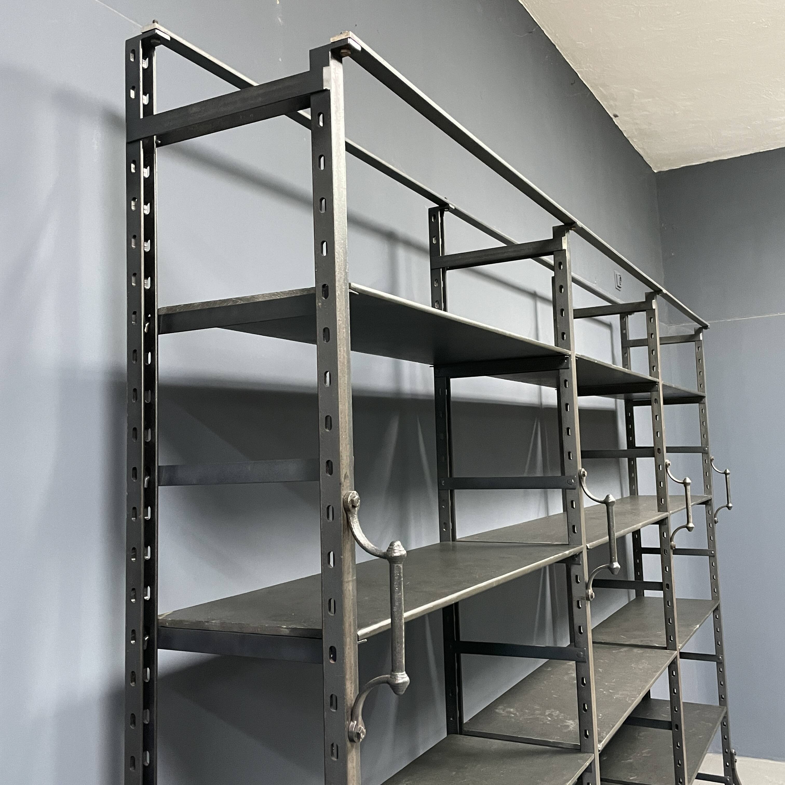 Industrial Iron Library Wall Shelving Cabinet