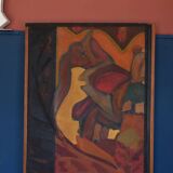 Tableau contemporain abstrait coloré huile