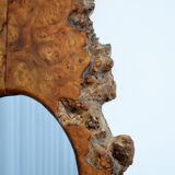 Brutalist burl mirror, 1970
